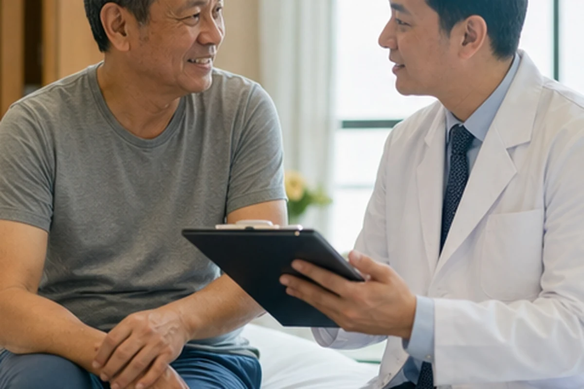 Comprehensive situation: 60-year-old Thai patient pre-identifies the deposit and payment modalities